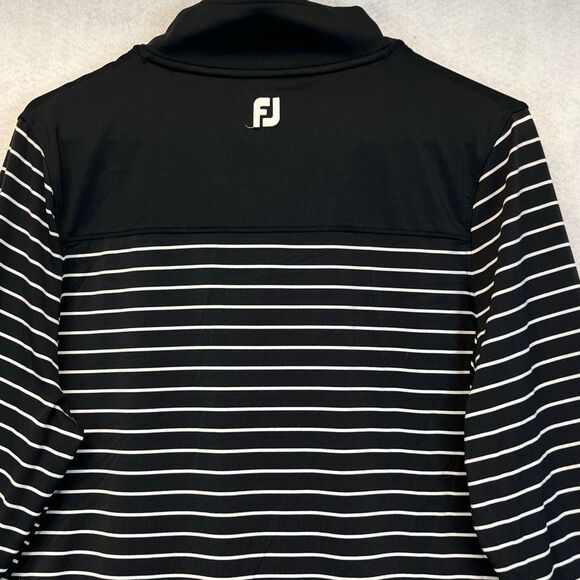 FOOTJOY Women’s 1/4 Zip Pullover Large Black White Stripes Stretch Mock Neck - Picture 10 of 12